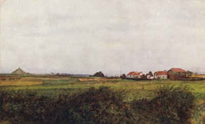 The Farm of La Belle Alliance, and the Mound surmounted by the Belgian Lion, Waterloo by after Amedee Forestier